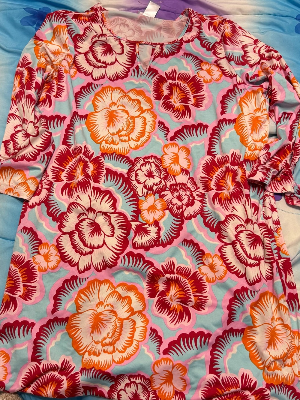 Stella Parker Floral Scoop-Neck Women's dress in Pink & Orange